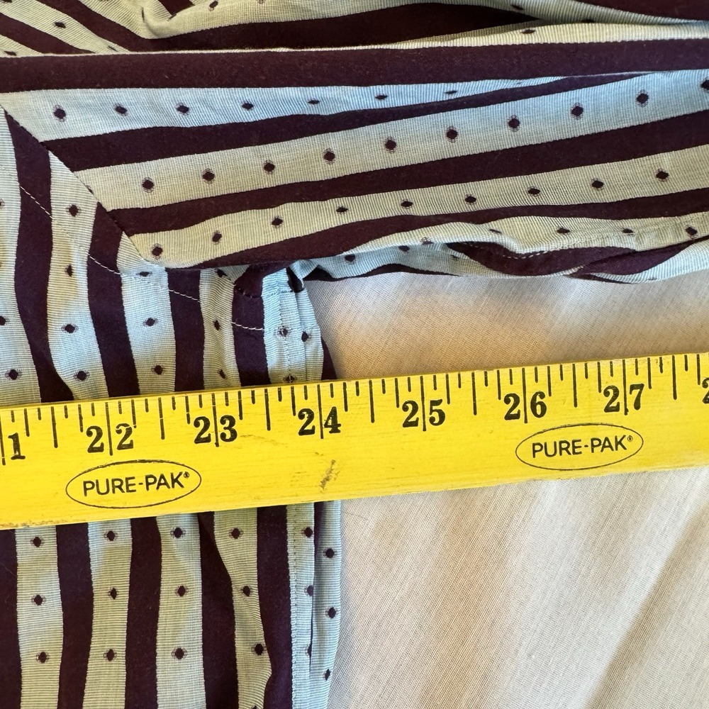 Robert Graham Button Down Shirt Mens Large Blue Brown Striped Contrast Cuff Dot - Picture 7 of 11